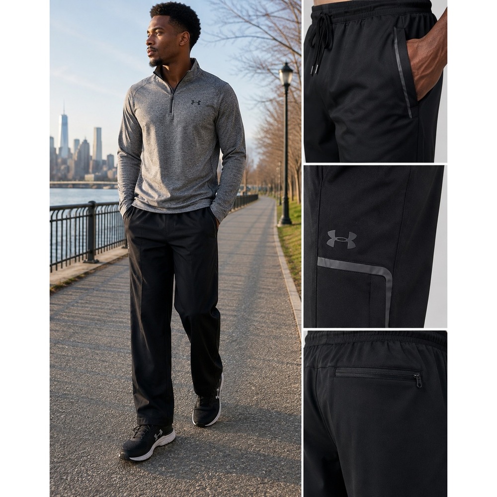 Under Armour Mens XL Tall Black Training Pants Straight Leg Stretch XLT